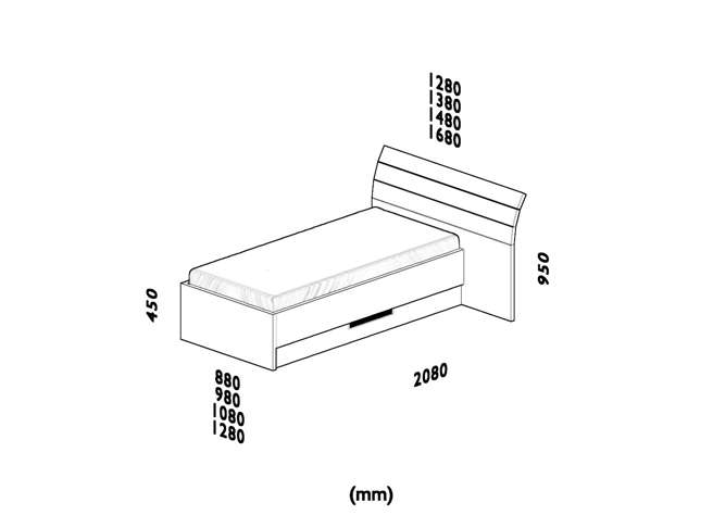 Laglio mit Stauraum - Einzelbett